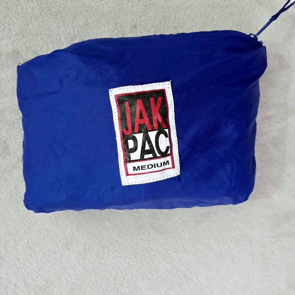 JAK PAC Mens Size‎ M Packable Windbreaker Blue Full Zip Hood Stows In Collar - Picture 4 of 11